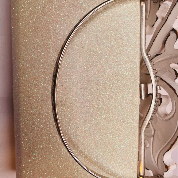 Elegant Sparkly Cream Clutch with Silver Accents - Picture 4 of 10